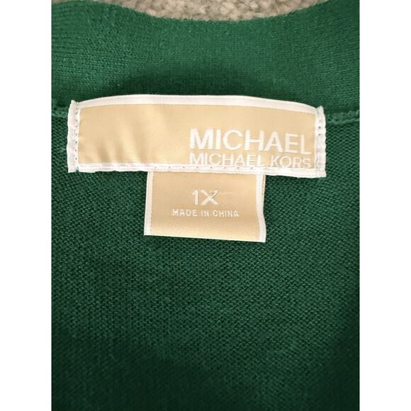 MICHAEL KORS Sweater Women 1X Green Button Up Cotton Blend Stretch Cardigan Mint - Picture 4 of 9